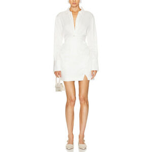 Frame Chic Off White Twist-Front Shirt Dress Size S